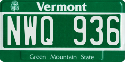 VT license plate NWQ936