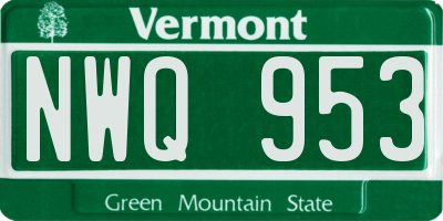 VT license plate NWQ953