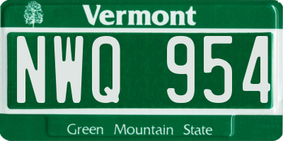 VT license plate NWQ954