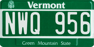 VT license plate NWQ956