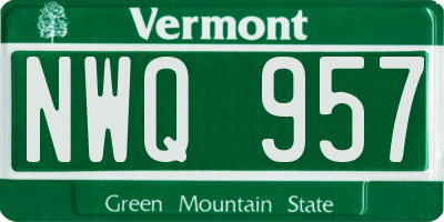 VT license plate NWQ957