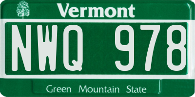 VT license plate NWQ978