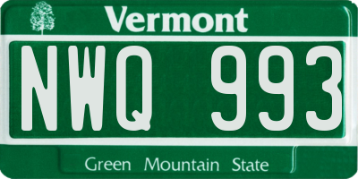 VT license plate NWQ993