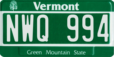 VT license plate NWQ994