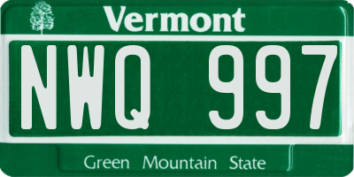 VT license plate NWQ997