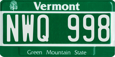 VT license plate NWQ998