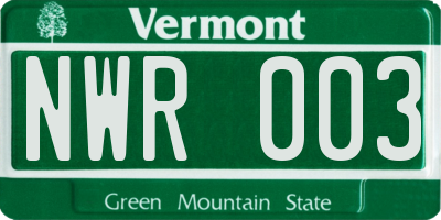 VT license plate NWR003