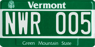 VT license plate NWR005