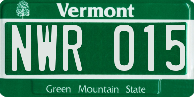VT license plate NWR015