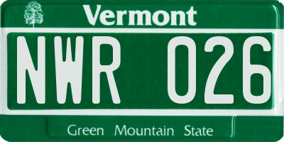 VT license plate NWR026