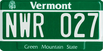 VT license plate NWR027