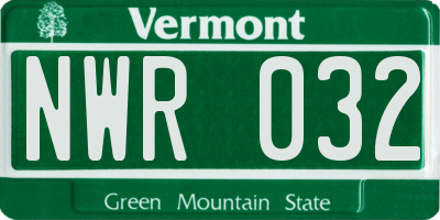 VT license plate NWR032