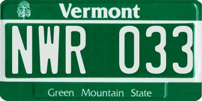 VT license plate NWR033