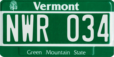 VT license plate NWR034