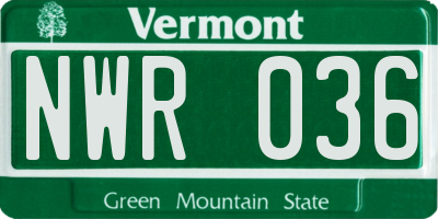 VT license plate NWR036