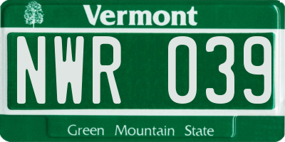 VT license plate NWR039