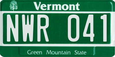 VT license plate NWR041