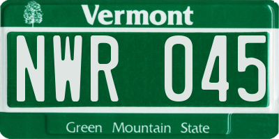VT license plate NWR045