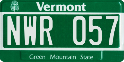 VT license plate NWR057