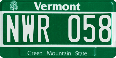 VT license plate NWR058