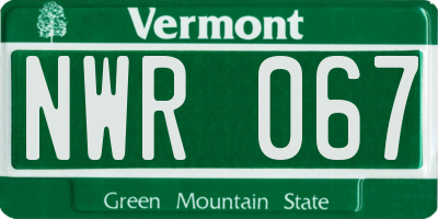 VT license plate NWR067