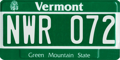 VT license plate NWR072