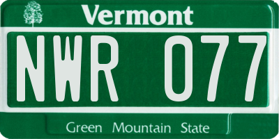 VT license plate NWR077