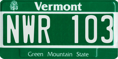 VT license plate NWR103