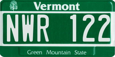 VT license plate NWR122
