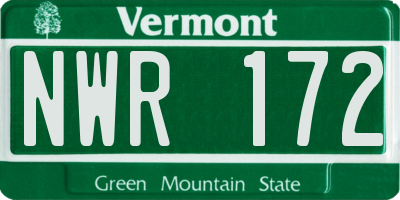 VT license plate NWR172