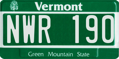VT license plate NWR190
