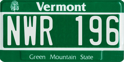VT license plate NWR196