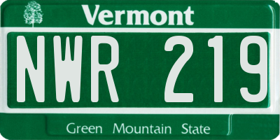VT license plate NWR219
