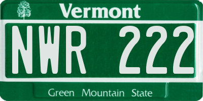 VT license plate NWR222