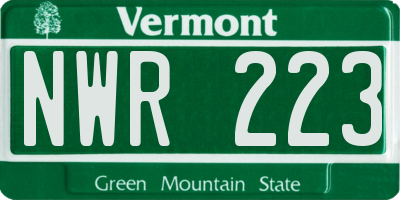 VT license plate NWR223