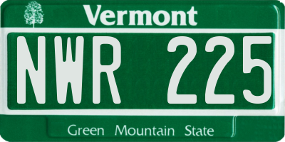 VT license plate NWR225