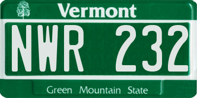 VT license plate NWR232