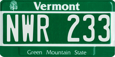 VT license plate NWR233