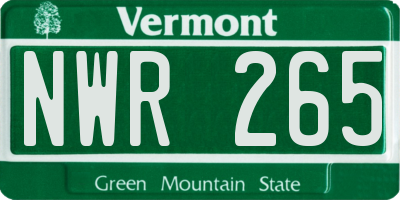 VT license plate NWR265