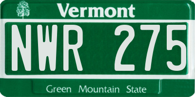 VT license plate NWR275