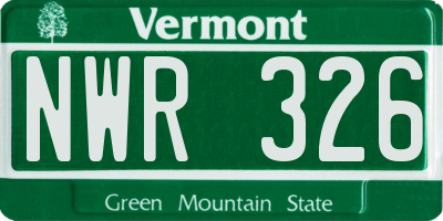 VT license plate NWR326