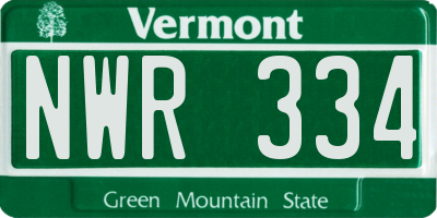 VT license plate NWR334
