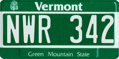 VT license plate NWR342