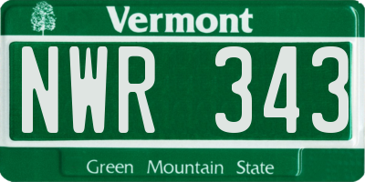 VT license plate NWR343