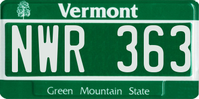 VT license plate NWR363