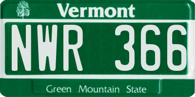 VT license plate NWR366