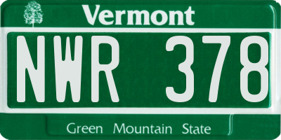 VT license plate NWR378