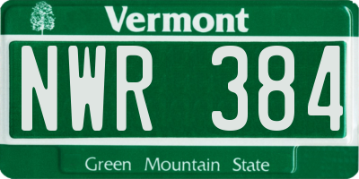 VT license plate NWR384