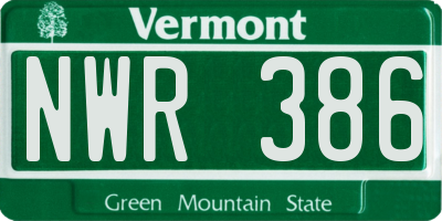 VT license plate NWR386