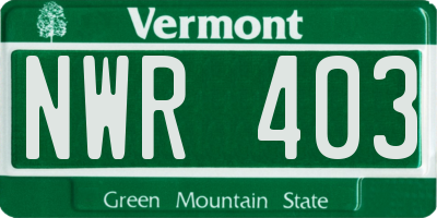VT license plate NWR403